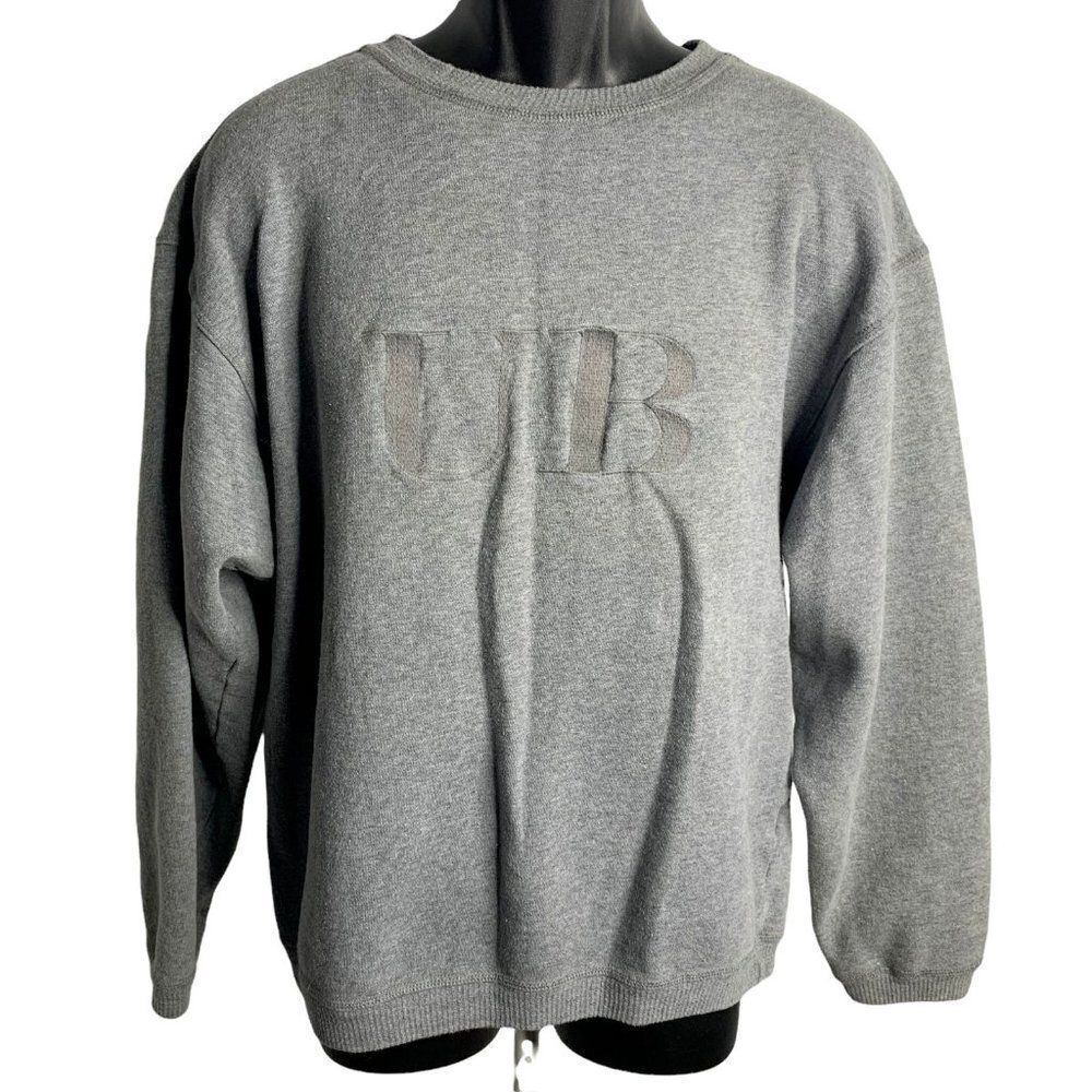 Vintage 80s UnionBay Pullover Sweatshirt M Grey Embroidered Crewneck